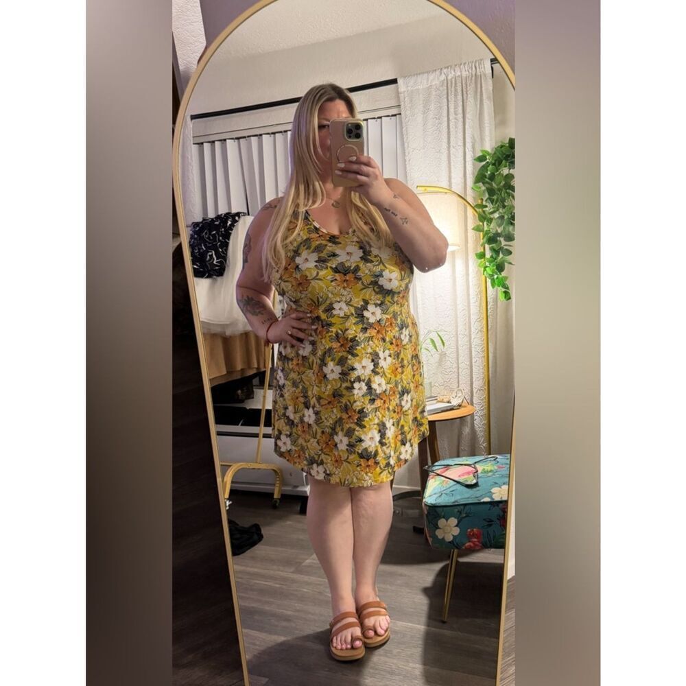 Yellow Floral Sleeveless Summer Dress